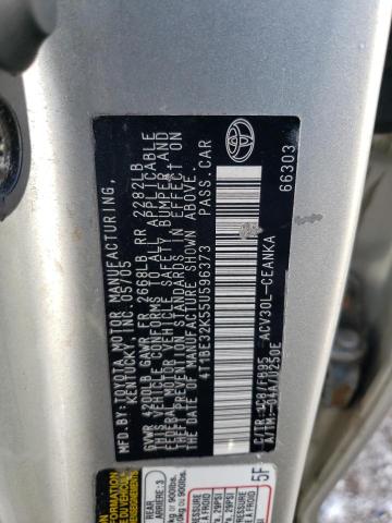 4T1BE32K55U596373 - 2005 TOYOTA CAMRY LE SILVER photo 12