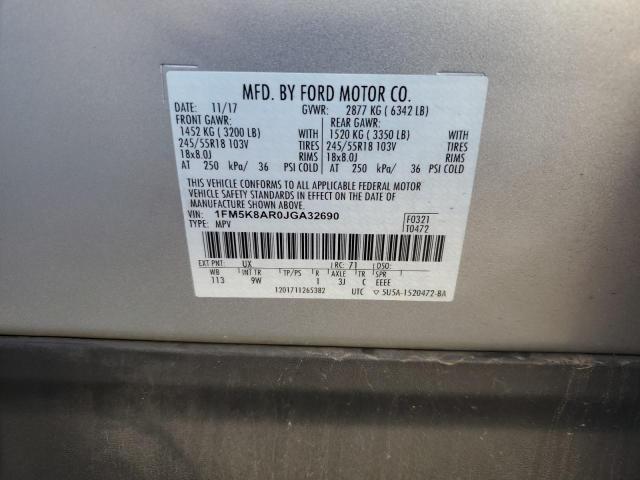 1FM5K8AR0JGA32690 - 2018 FORD EXPLORER POLICE INTERCEPTOR 银色 照片 12