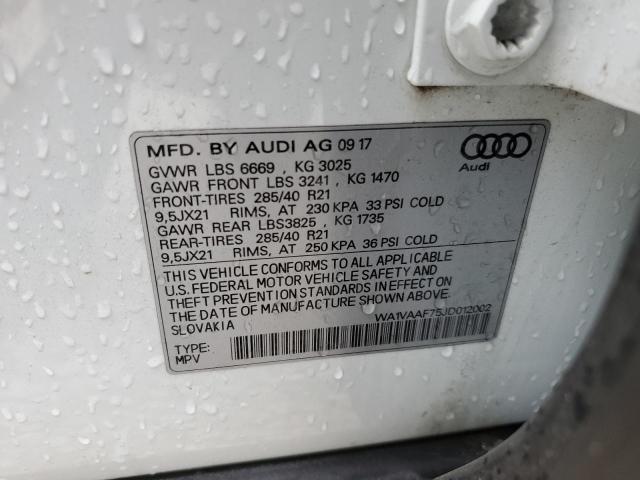 WA1VAAF75JD012002 - 2018 AUDI Q7 PRESTIGE WHITE photo 13