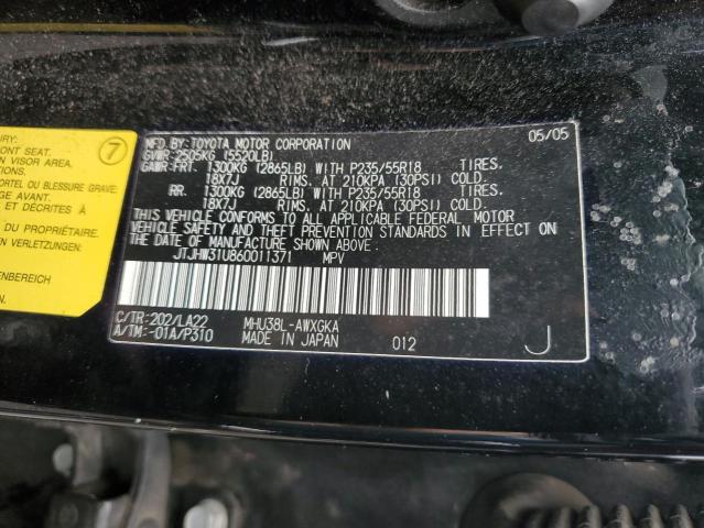 JTJHW31U860011371 - 2006 LEXUS RX 400 BLACK photo 12