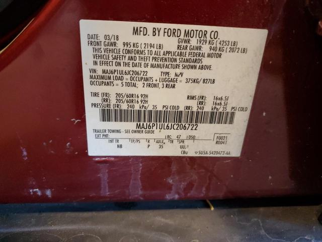 MAJ6P1UL6JC206722 - 2018 FORD ECOSPORT SE Qırmızı foto 13