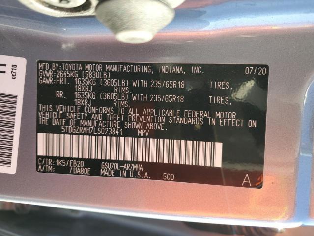 5TDGZRAH7LS023841 - 2020 TOYOTA HIGHLANDER XLE BLUE photo 13