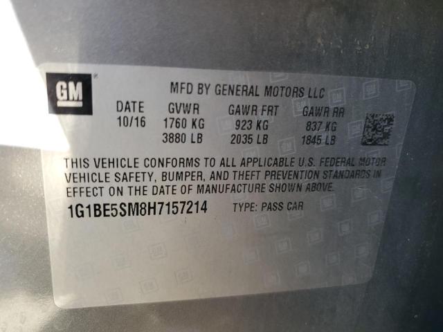 1G1BE5SM8H7157214 - 2017 CHEVROLET CRUZE LT GRAY photo 12