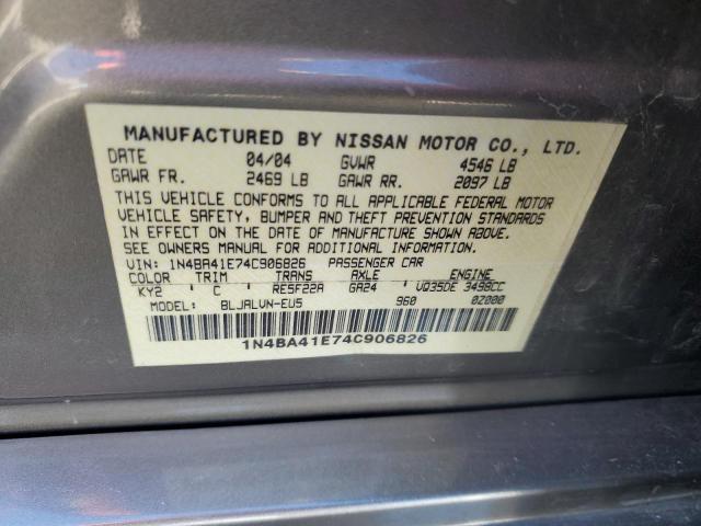 1N4BA41E74C906826 - 2004 NISSAN MAXIMA SE TAN photo 13