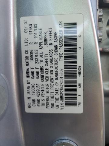 JHMCP26428C015302 - 2008 HONDA ACCORD LXP SILVER photo 14