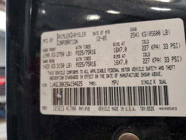 1J4GL38K26W194625 - 2006 JEEP LIBERTY RENEGADE BLACK photo 12