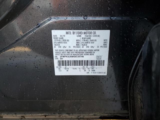 2FMPK4J99KBC05746 - 2019 FORD EDGE SEL CHARCOAL photo 14