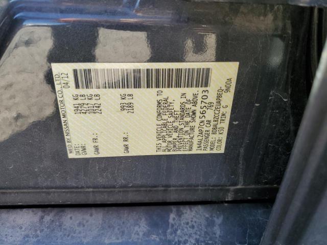 1N4AL2AP7CN565703 - 2012 NISSAN ALTIMA BASE BLACK photo 12