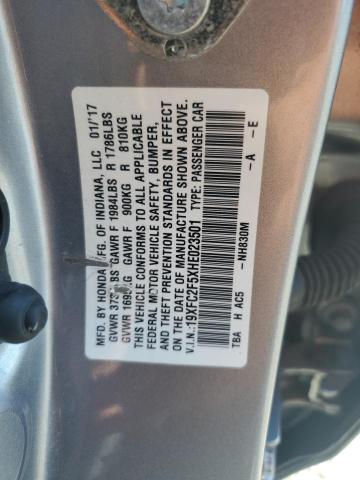 19XFC2F5XHE023501 - 2017 HONDA CIVIC LX SILVER photo 12