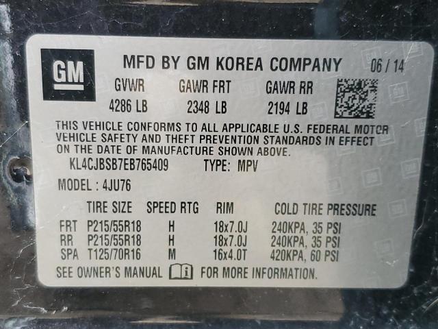 KL4CJBSB7EB765409 - 2014 BUICK ENCORE CONVENIENCE 黑色 照片 14