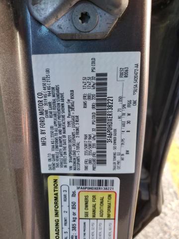 3FA6P0HDXER138221 - 2014 FORD FUSION SE CHARCOAL photo 12