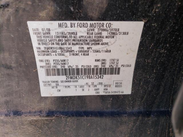 2FMDK51C19BA15342 - 2009 FORD FLEX SE BLACK photo 13