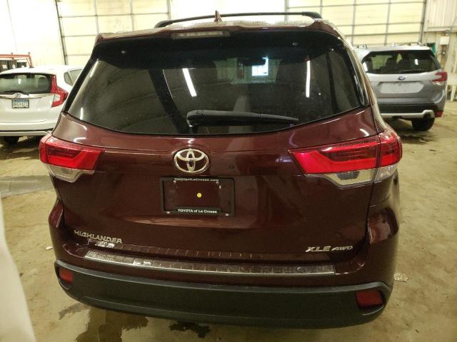 5TDJZRFH0KS917967 - 2019 TOYOTA HIGHLANDER SE MAROON photo 6