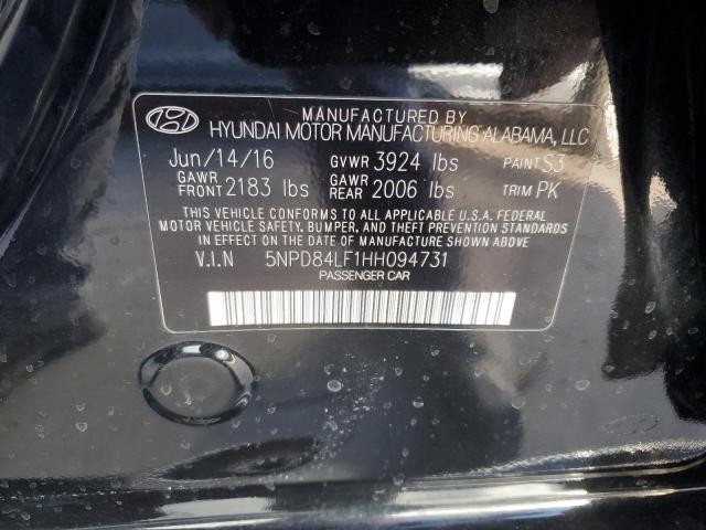 5NPD84LF1HH094731 - 2017 HYUNDAI ELANTRA SE BLACK photo 12