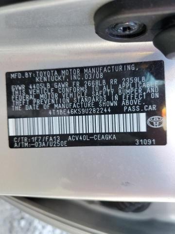 4T1BE46K59U282244 - 2009 TOYOTA CAMRY BASE SILVER photo 12