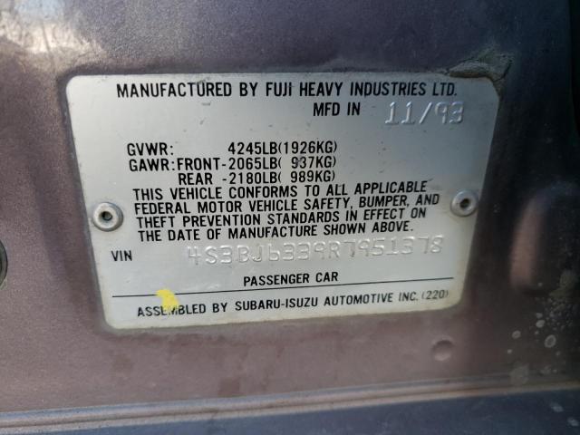 4S3BJ6339R7951378 - 1994 SUBARU LEGACY L GRAY photo 12