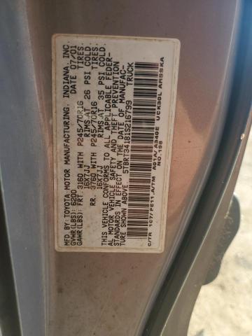 5TBRT34181S216799 - 2001 TOYOTA TUNDRA ACCESS CAB ნაცრისფერი ფოტო 12