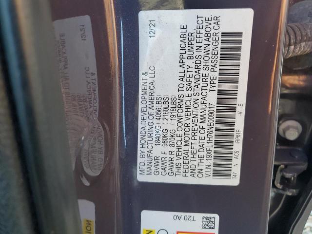 19XFL1H76NE009017 - 2022 HONDA CIVIC EXL ნაცრისფერი ფოტო 13