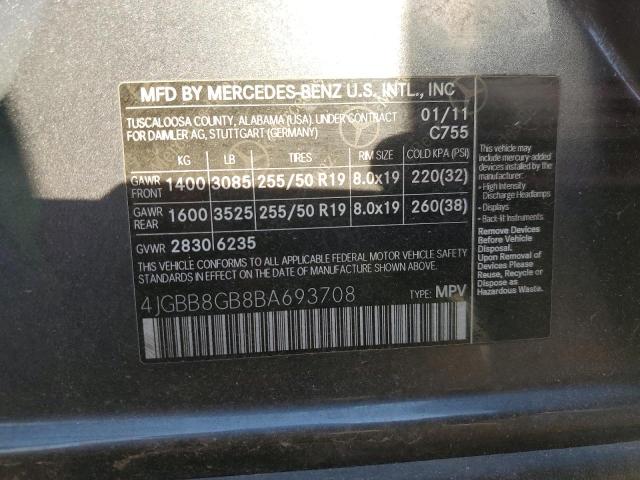 4JGBB8GB8BA693708 - 2011 MERCEDES-BENZ ML 350 4MATIC BLUE photo 14