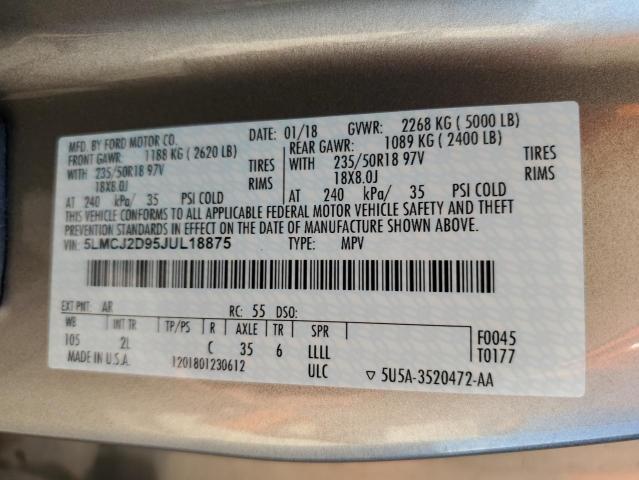 5LMCJ2D95JUL18875 - 2018 LINCOLN MKC SELECT 金色 照片 13