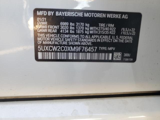 5UXCW2C0XM9F76457 - 2021 BMW X7 XDRIVE40I WHITE photo 13