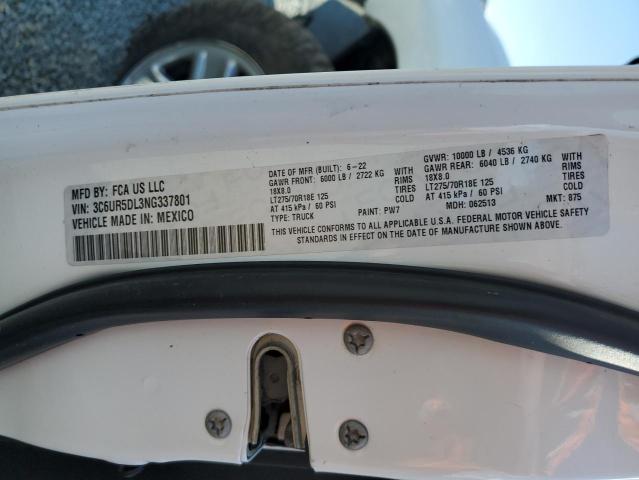 3C6UR5DL3NG337801 - 2022 RAM 2500 BIG HORN/LONE STAR WHITE photo 13