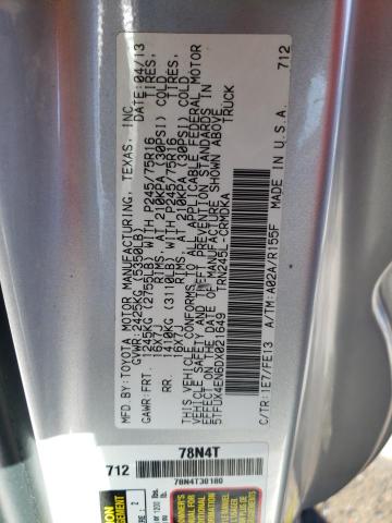 5TFUX4EN6DX021649 - 2013 TOYOTA TACOMA ACCESS CAB SILVER photo 12