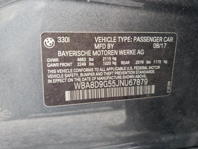 WBA8D9G55JNU67879 - 2018 BMW 330 XI Темно-сірий фото 12