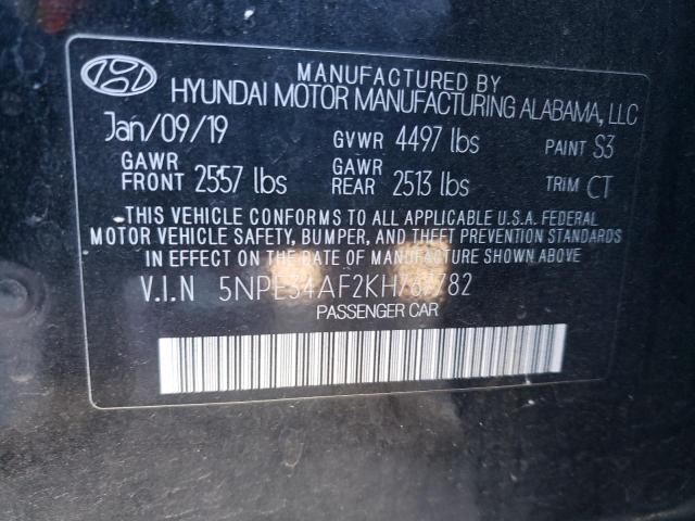 5NPE34AF2KH767782 - 2019 HYUNDAI SONATA LIMITED BLACK photo 12