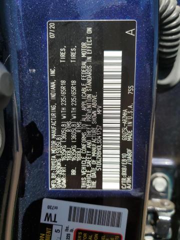 5TDGZRBH0LS041757 - 2020 TOYOTA HIGHLANDER XLE Mavi foto 13