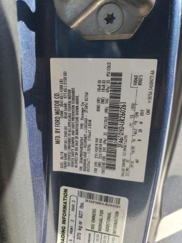 3FA6P0HD4JR260261 - 2018 FORD FUSION SE BLUE photo 12