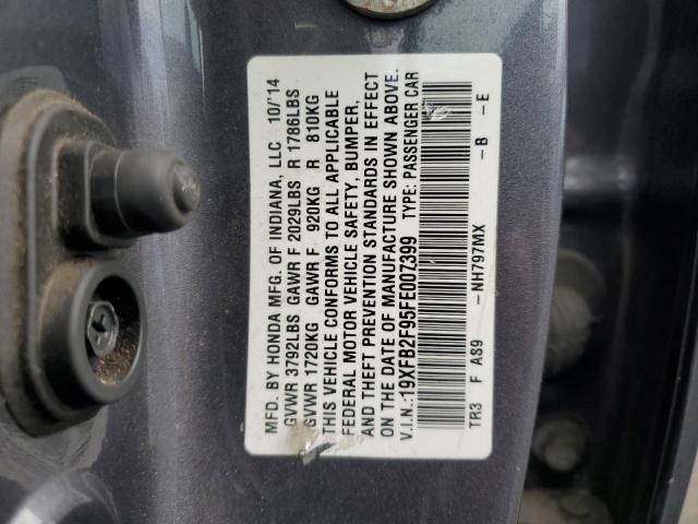 19XFB2F95FE007399 - 2015 HONDA CIVIC EXL GRAY photo 13