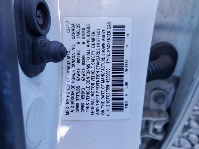 2HGFC2F55HH529663 - 2017 HONDA CIVIC LX WHITE photo 13