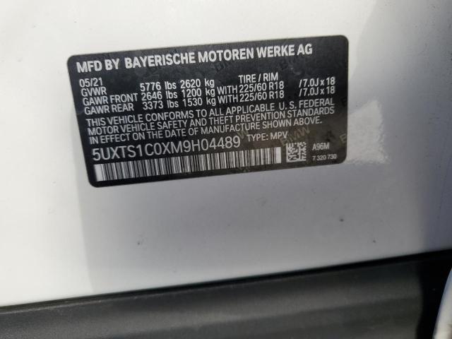 5UXTS1C0XM9H04489 - 2021 BMW X3 XDRIVE30E WHITE photo 12