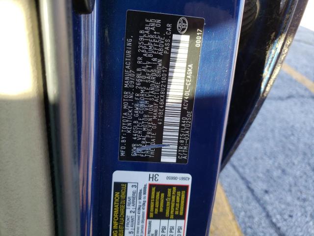 4T1BE46KX8U210017 - 2008 TOYOTA CAMRY CE BLUE photo 12