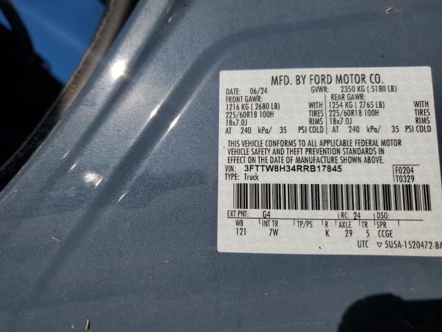 3FTTW8H34RRB17845 - 2024 FORD MAVERICK XLT BLUE photo 13