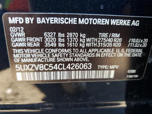 5UXZV8C54CL426063 - 2012 BMW X5 XDRIVE50I BLACK photo 12