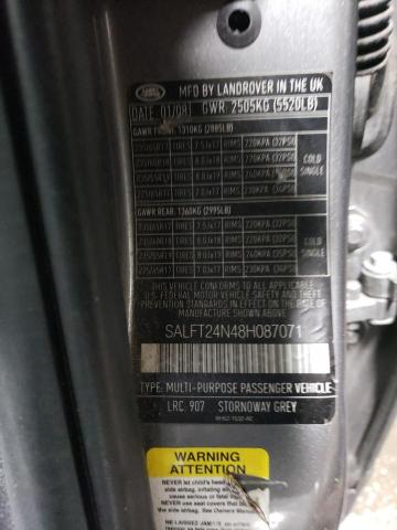 SALFT24N48H087071 - 2008 LAND ROVER LR2 HSE TECHNOLOGY GRAY photo 12