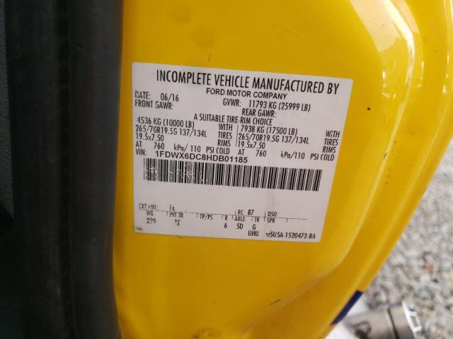 1FDWX6DC8HDB01185 - 2017 FORD F650 SUPER DUTY YELLOW photo 12