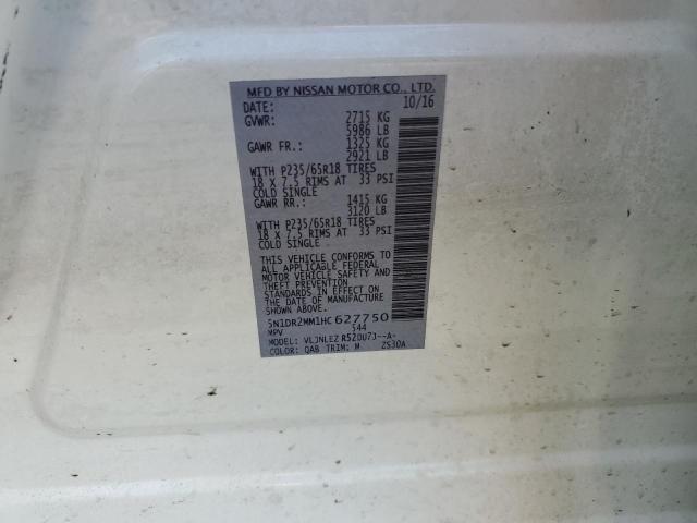 5N1DR2MM1HC627750 - 2017 NISSAN PATHFINDER S WHITE photo 13