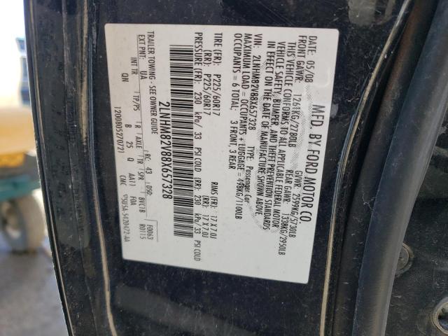 2LNHM82V88X657328 - 2008 LINCOLN TOWN CAR SIGNATURE LIMITED BLACK photo 12