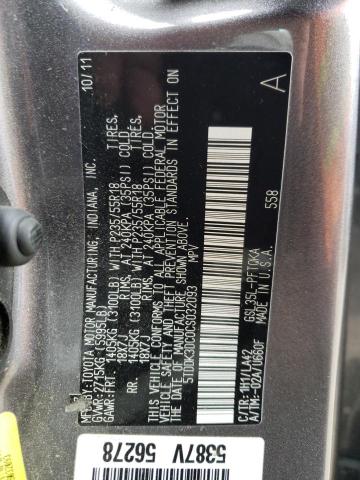5TDDK3DC0CS032093 - 2012 TOYOTA SIENNA XLE GRAY photo 13