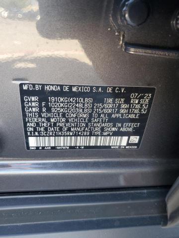 3CZRZ1H35RM714289 - 2024 HONDA HR-V LX GRAY photo 12