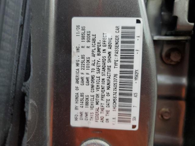 1HGCM56747A053776 - 2007 HONDA ACCORD EX GRAY photo 13