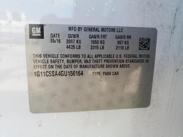1G11C5SA4GU156164 - 2016 CHEVROLET MALIBU LIM LT 白色 照片 12