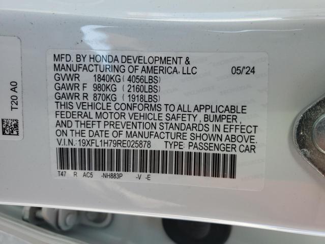 19XFL1H79RE025878 - 2024 HONDA CIVIC EXL WHITE photo 12