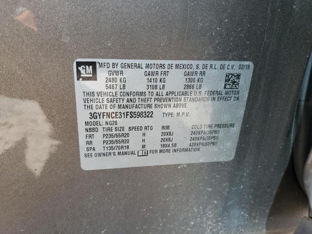 3GYFNCE31FS598322 - 2015 CADILLAC SRX PERFORMANCE COLLECTION Marron photo 14