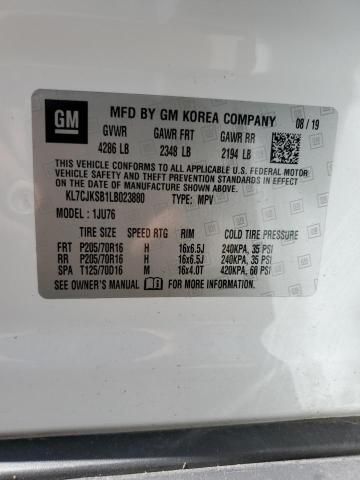 KL7CJKSB1LB023880 - 2020 CHEVROLET TRAX LS WHITE photo 14