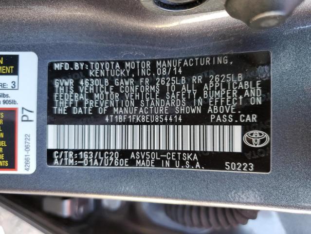 4T1BF1FK8EU854414 - 2014 TOYOTA CAMRY L GRAY photo 13