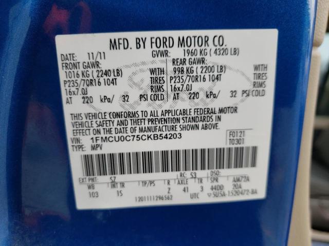 1FMCU0C75CKB54203 - 2012 FORD ESCAPE XLS BLUE photo 12